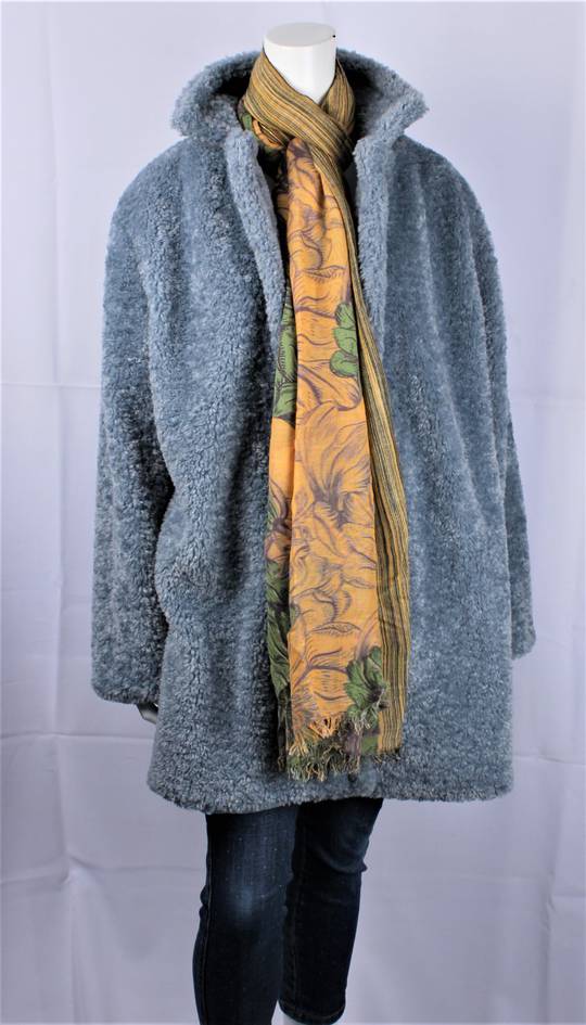 ALICE & LILY  WOOL MIX super soft winter knit scarf green/yellow mix STYLE: SC/FLORAL